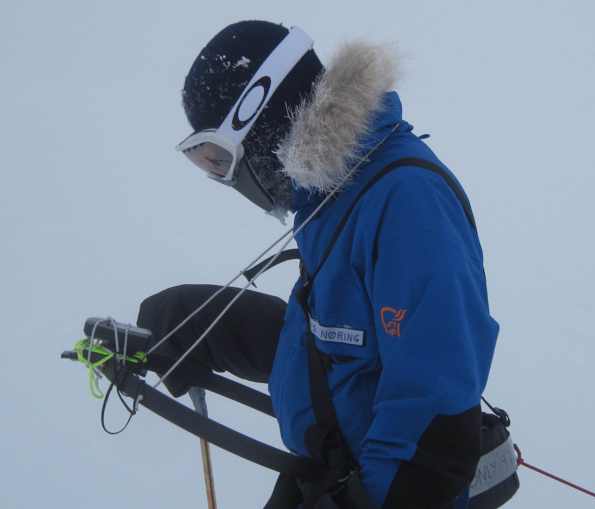 Lars navigating with the strap-on