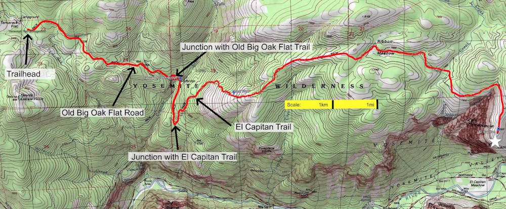 Route Map for Tamarack Flat Campground Variant